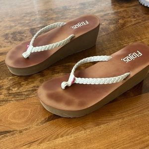 Very Lightly Worn Flojos Braided Wedge Flip Flops